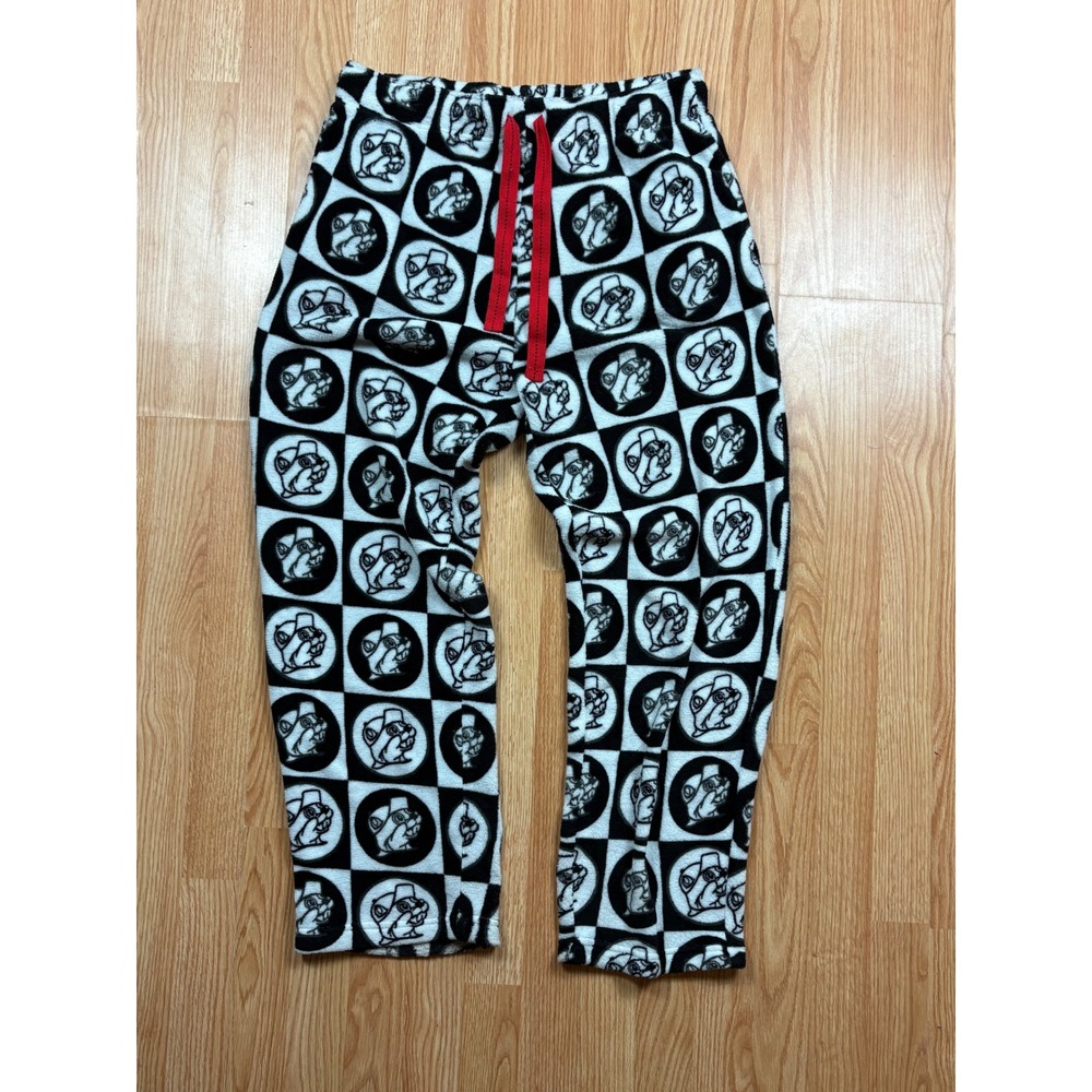 Buc-ee's Fleece Pajama Pants XL Black White Checkered Beaver Logo Lounge Bottoms